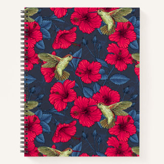 Weißes Hibiskus-Tropenblumenmuster Notizbuch