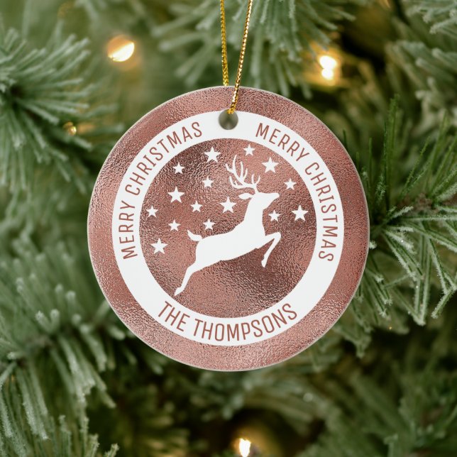 Weißes Hirsch - Imitate Rose Goldfolie (nicht echt Keramik Ornament (Baum)