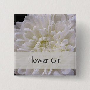Weißes Hochzeits-Button für das Blumen-Mädchen Button