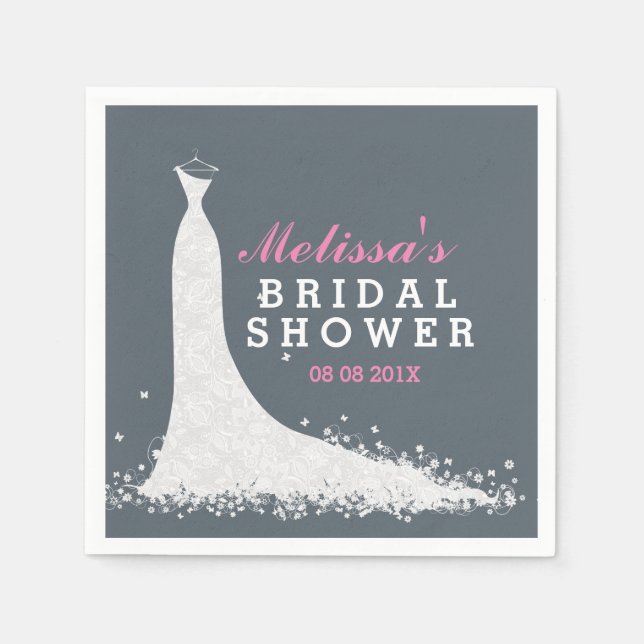 Weißes Hochzeitskleid Brautparty Serviette (Vorderseite)