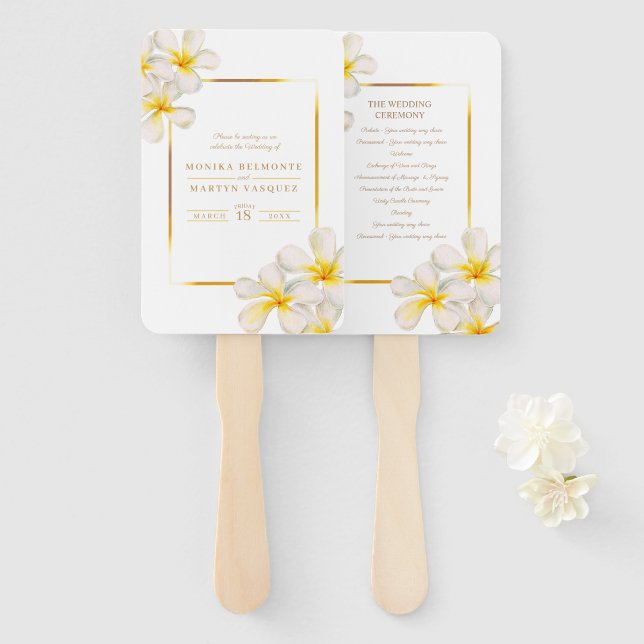 Weißes Hochzeitsprogramm für Wasserfarben Fächer (Vorne und Hinten)