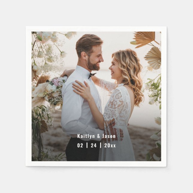 Weißes HochzeitssammelFoto Serviette (Vorderseite)