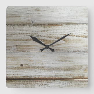 Weißes Holzbrett Quadratische Wanduhr