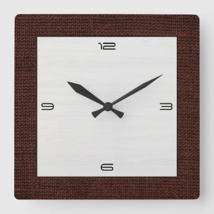 Weißes hölzernes Korn-moderne Leinwand-Grenze Quadratische Wanduhr