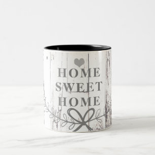 Weißes hölzernes rustikales zweifarbige tasse