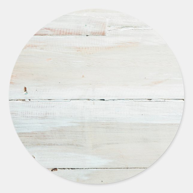 Weißes Holzholz Runder Aufkleber (Vorderseite)