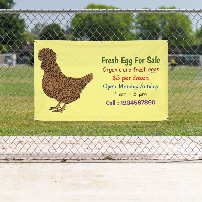 Weißes Huhn-Ei-Schild von Chamois zum Verkauf Banner (Insitu)