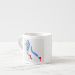 Weißes Huhn. Kalligraphie und Aquarell Espressotasse