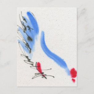 Weißes Huhn. Kalligraphie und Aquarell Postkarte