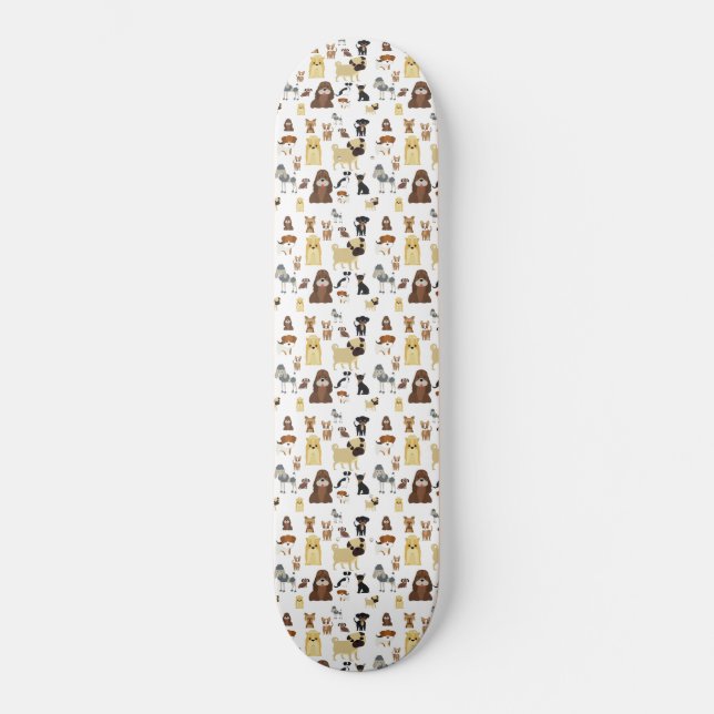 weißes Hundemuster. Skateboard (Vorderseite)