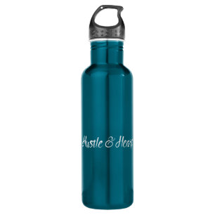 Weißes Hustel und Herztypografie Edelstahlflasche
