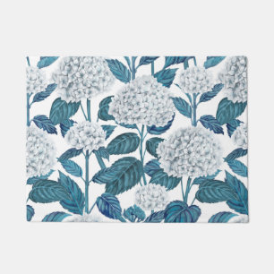 Weißes Hydrangea-Aquarell Fußmatte