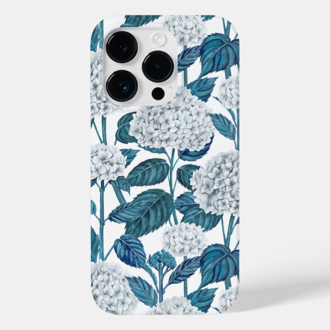 Weißes Hydrangea Case-Mate iPhone 14 Pro Hülle (Rückseite)