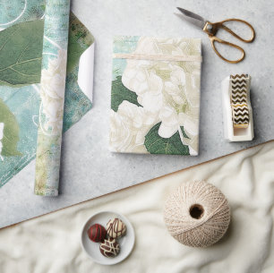 Weißes Hydrangea Geschenkpapier