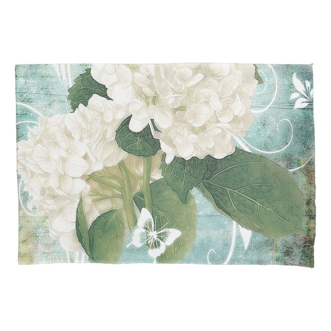 Weißes Hydrangea Kissenbezug (Vorderseite)