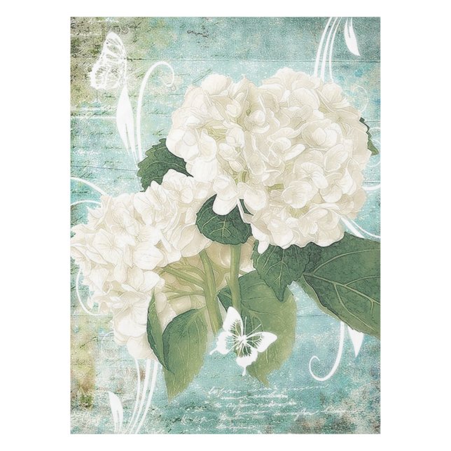 Weißes Hydrangea Tischdecke (Vorderseite)