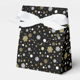 Weißes Imitat Gold Snowflakes Punkt auf Schwarz Geschenkschachtel