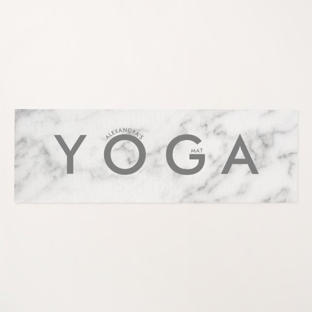 Weißes Imitat Marmorstein Yogamatte (Vorderseite (Horizontal))
