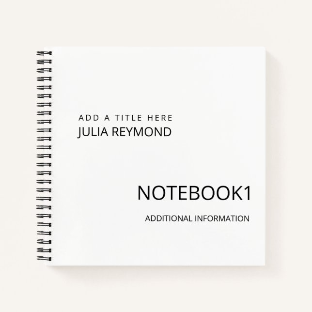 Weißes individuelles Notebook Notizbuch (Vorderseite)