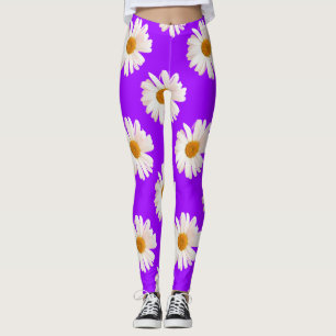 Weißes Jasmin auf neuntem lila Hintergrund Leggings