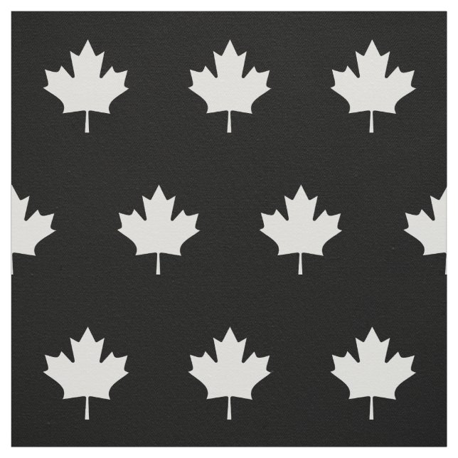 Weißes Kanada-Blatt - schwarzes Gewebe Stoff (Muster)