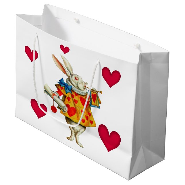Weißes Kaninchen 1 Große Geschenktüte (Vorderseite Schrägansicht)