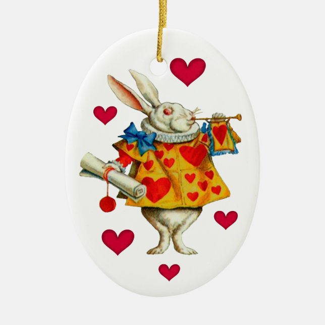 Weißes Kaninchen 1 Keramik Ornament (Vorne)