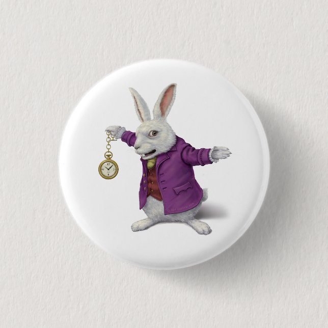 Weißes Kaninchen-Abzeichen Button (Vorderseite)