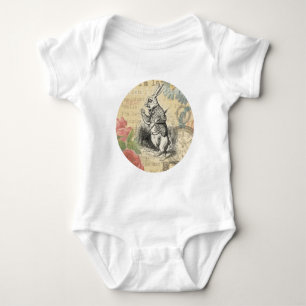 Weißes Kaninchen Alice Abenteuer Wunderland Kunst Baby Strampler