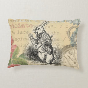 Weißes Kaninchen Alice Abenteuer Wunderland Kunst Dekokissen