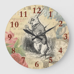 Weißes Kaninchen Alice Abenteuer Wunderland Kunst Große Wanduhr