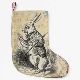 Weißes Kaninchen Alice Abenteuer Wunderland Kunst Kleiner Weihnachtsstrumpf