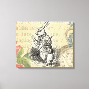 Weißes Kaninchen Alice Abenteuer Wunderland Kunst Leinwanddruck