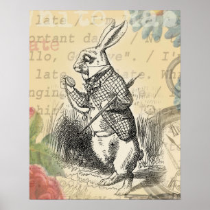 Weißes Kaninchen Alice Abenteuer Wunderland Kunst Poster
