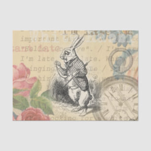 Weißes Kaninchen Alice Abenteuer Wunderland Kunst Seidenpapier