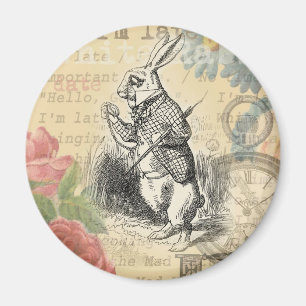 Weißes Kaninchen Alice im Wunderland Kunst Magnet