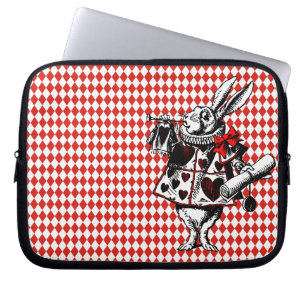 Weißes Kaninchen-Alice im Wunderland Laptop-Sieb Laptopschutzhülle