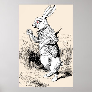 Weißes Kaninchen-Alice im Wunderland Poster