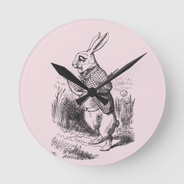 Weißes Kaninchen_Alice im Wunderland Runde Wanduhr (Vorderseite)