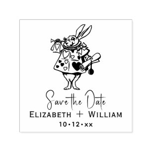 Weißes Kaninchen Alice im Wunderland Save the Date Permastempel