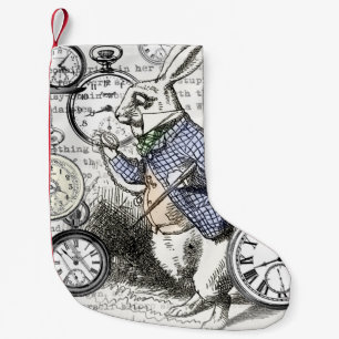 Weißes Kaninchen Alice im Wunderland Uhren Kunst Kleiner Weihnachtsstrumpf