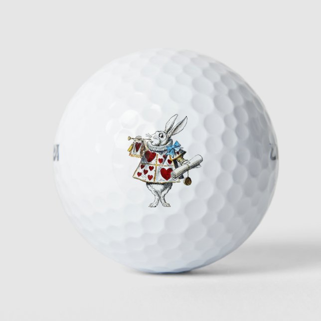 Weißes Kaninchen Alice Wunderland Herz Golfball (Vorderseite)