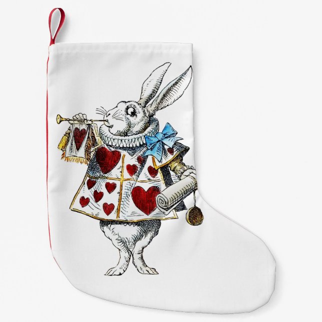 Weißes Kaninchen Alice Wunderland Herz Kleiner Weihnachtsstrumpf (Vorderseite)