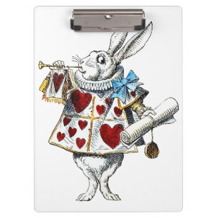 Weißes Kaninchen Alice Wunderland Herz Klemmbrett