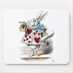 Weißes Kaninchen Alice Wunderland Herz Mousepad
