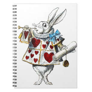 Weißes Kaninchen Alice Wunderland Herz Notizblock