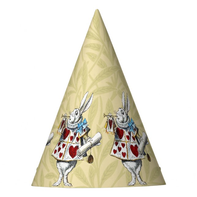 Weißes Kaninchen Alice Wunderland Herz Partyhütchen (Vorderseite)