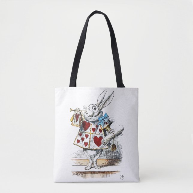 Weißes Kaninchen Alice Wunderland Herz Tasche (Vorderseite)