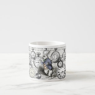 Weißes Kaninchen Alice Wunderland Uhren Kunst Espressotasse