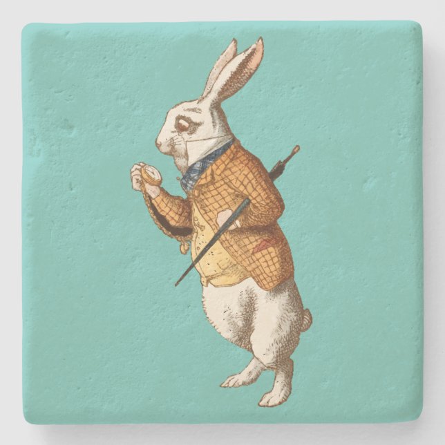 Weißes Kaninchen (Alice's Adventures in Wonderland Steinuntersetzer (Vorderseite)